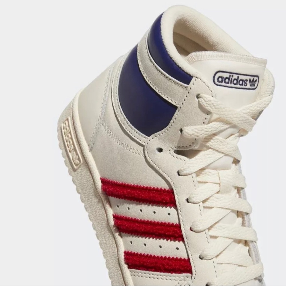 Adidas Originals - Top Ten RB Hi-Top Sneaker, Cream, Vivid Red Blue, Sz 8